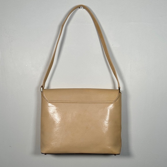 Kate Spade VTG Leather Shoulder Bag Purse Color Beige Made In Italy - Picture 9 of 15